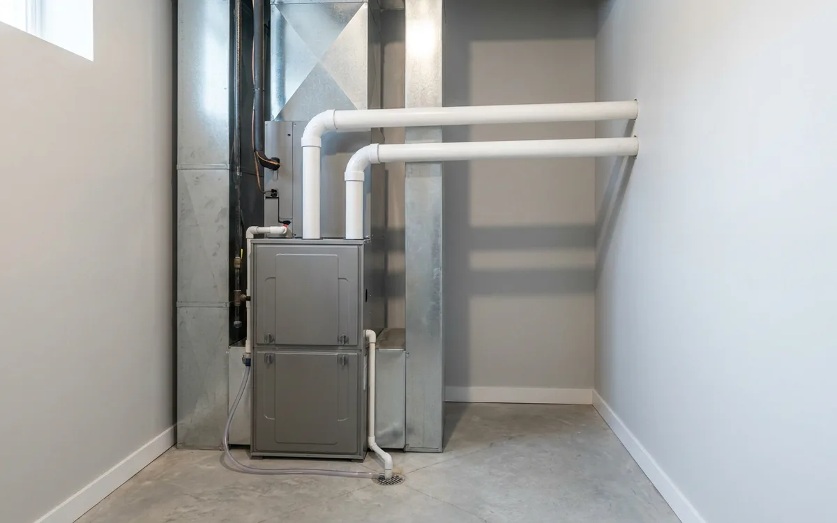 Broomfield utility room with a completed high-efficiency furnace installation