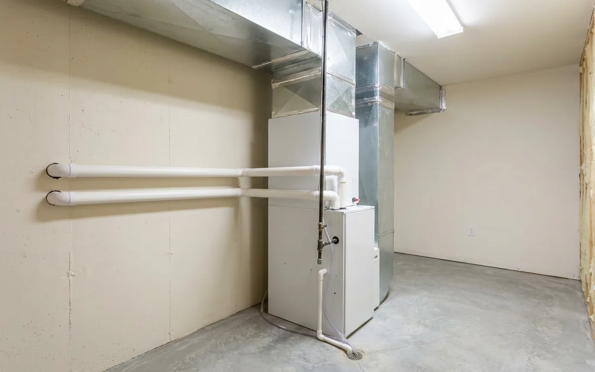 Parker mechanical room with a completed furnace installation