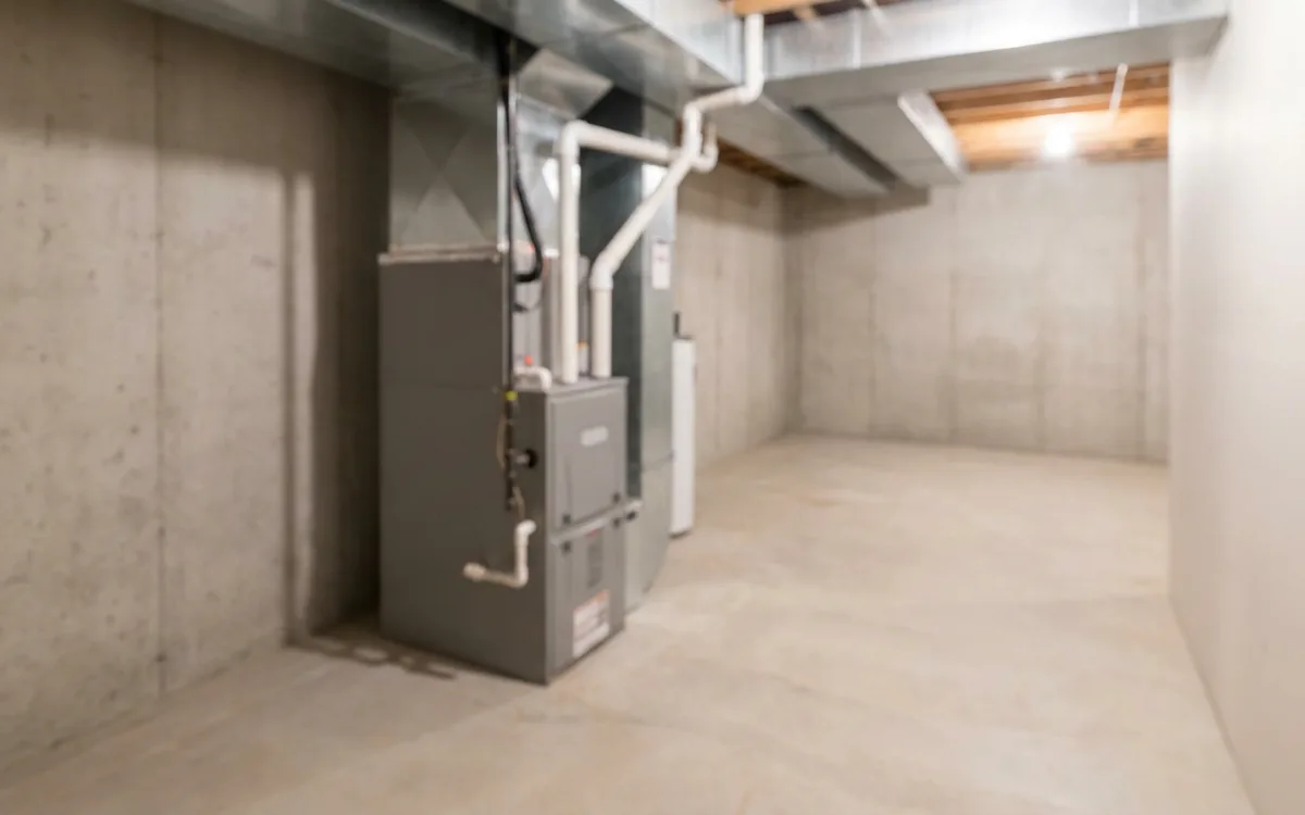 Thornton basement with a completed furnace installation